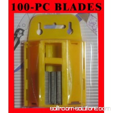 100 Steel Utility Knife Blades Dispenser Case Scraper Trimmer Metal Razor Safety